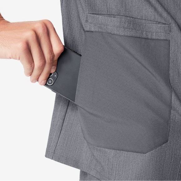 RARE FIGS XS Dekar Men's Button-Down Front Grey Short Sleeve Scrub Top - Picture 3 of 6